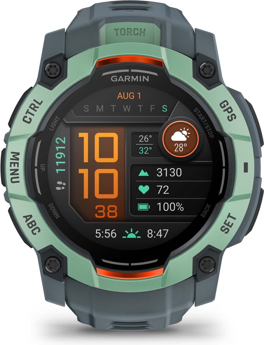 Garmin Instinct 3 - Smartwatch - AMOLED - 50 mm - Neotropic Bezel with Twilight Band — afbeelding 1