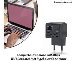 Compacte Draadloze 300 Mbps WiFi Repeater met Ingebouwde Antenne