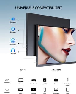 UPERFECT Portable Monitor T02 18,5" Gaming Draagbare Monitor | 120Hz FHD IPS | 100% sRGB | Anti-verblindend Scherm | Dual Type-C | VESA-bevestiging — thumbnail 2