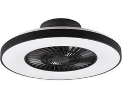 REALITY HALMSTAD - Plafondventilator - Zwart mat - incl. 1x SMD 40W - Drie snelheidsniveaus - Geïntegreerde dimmer - Aanpasbare lichtkleur - Traploos dimmbaar - Afstandsbediening — afbeelding 1