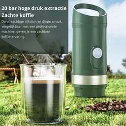 Draagbare koffiemachine - Draagbare espressomachine -Draagbaar Koffiezetapparaat-Koffie Druppelhouder-Snelle Waterverwarming - Capsules & gemalen koffie - 20 bar - Draagbare koffiemachine -Reis & camping koffiezetapparaat - Forest Green — thumbnail 5