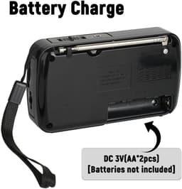 Noodradio - Draagbare radio - 12cm/90g - Gemakkelijk mee te nemen - noodpakket must have - radio op batterijen voor rampen — thumbnail 4