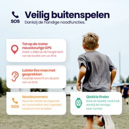 Qlokkie Kiddo GO - GPS horloge kind - Smartwatch kinderen - GPS tracker kind met nauwkeurige locatiebepaling - GPS horloge kind met simkaart - Stel veilige zones in - SOS functie - Whatsapp - Zwart — thumbnail 3