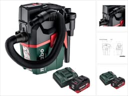 Metabo AS 18 L PC Compact accustofzuiger 18 V 6 l IPX4 stofklasse L nat en droog + 1x accu 10,0 Ah + oplader — thumbnail 1