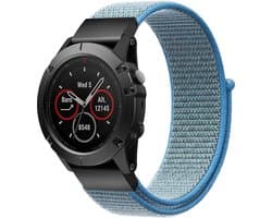 Strap-it Nylon Quickfit smartwatch bandje - geschikt voor Garmin Fenix 5s (Plus) / Fenix 6s (Pro) / Fenix 7s / Fenix 8 - 43mm (Pro - Solar - Sapphire) - lichtblauw