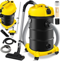 MASKO® Alleszuiger 6IN1 Nat- en Droogzuiger 2300W + stopcontact, Blaasfunctie, Droog- & natzuigen | Industriële stofzuiger vuilreservoir 30L Bouwstofzuiger - Geel — thumbnail 1