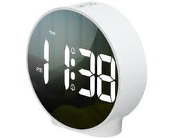 Digitale Wekker - Twee alarmen - Wit - Dimbaar - USB & AAA batterij - Voor volwassenen & kinderen - klok voor thuis in de slaapkamer en op vakantie - reiswekker & kinderwekker - alarmklok