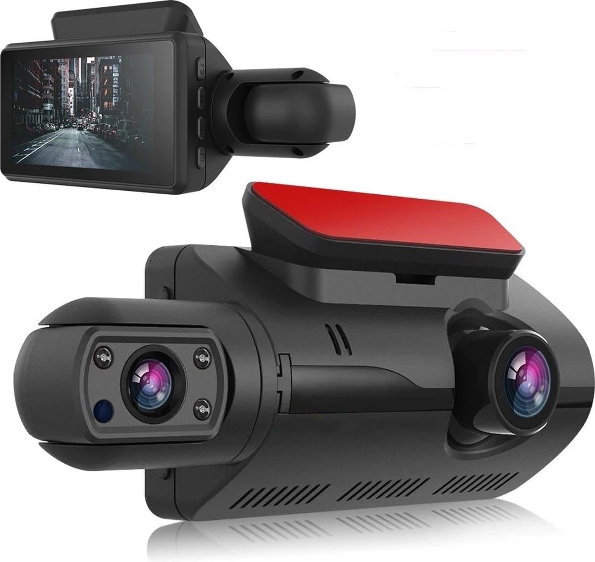 TechU™ Dashcam Voor en Achter Camera – M17 Zwart – Dashboardcamera – Full HD 1080P – 150° Wijdhoeklens – Nachtvisie – Loop recording – Bewegingssensor – G-sensor – Parkeermodus – Incl. Achteruitrijcamera - voor auto — afbeelding 1