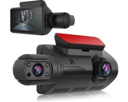 TechU™ Dashcam Voor en Achter Camera – M17 Zwart – Dashboardcamera – Full HD 1080P – 150° Wijdhoeklens – Nachtvisie – Loop recording – Bewegingssensor – G-sensor – Parkeermodus – Incl. Achteruitrijcamera - voor auto