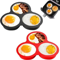 2-delige siliconen bakvorm voor de airfryer - Geschikt voor muffins, cakejes en toast - Antiaanbak airfryer accessoires - Ronde cakevormen - Ideaal voor muffins, eieren, pannenkoeken en toast — thumbnail 1