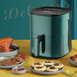 Luchtfriteuse - Elektrische friteuse - Vetarm koken - Touch bediening - 5 liter - Groen — thumbnail 5