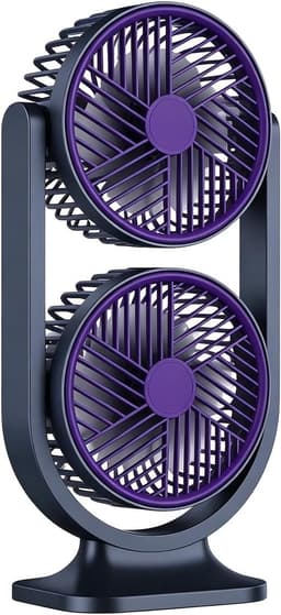 Dubbele Bureau Ventilator - USB Tafelventilator met Twee Koppen - Compact en Stil - voor Warme Dagen - Geschikt voor Kantoor, Slaapkamer, Auto en Reizen - zwart — thumbnail 1