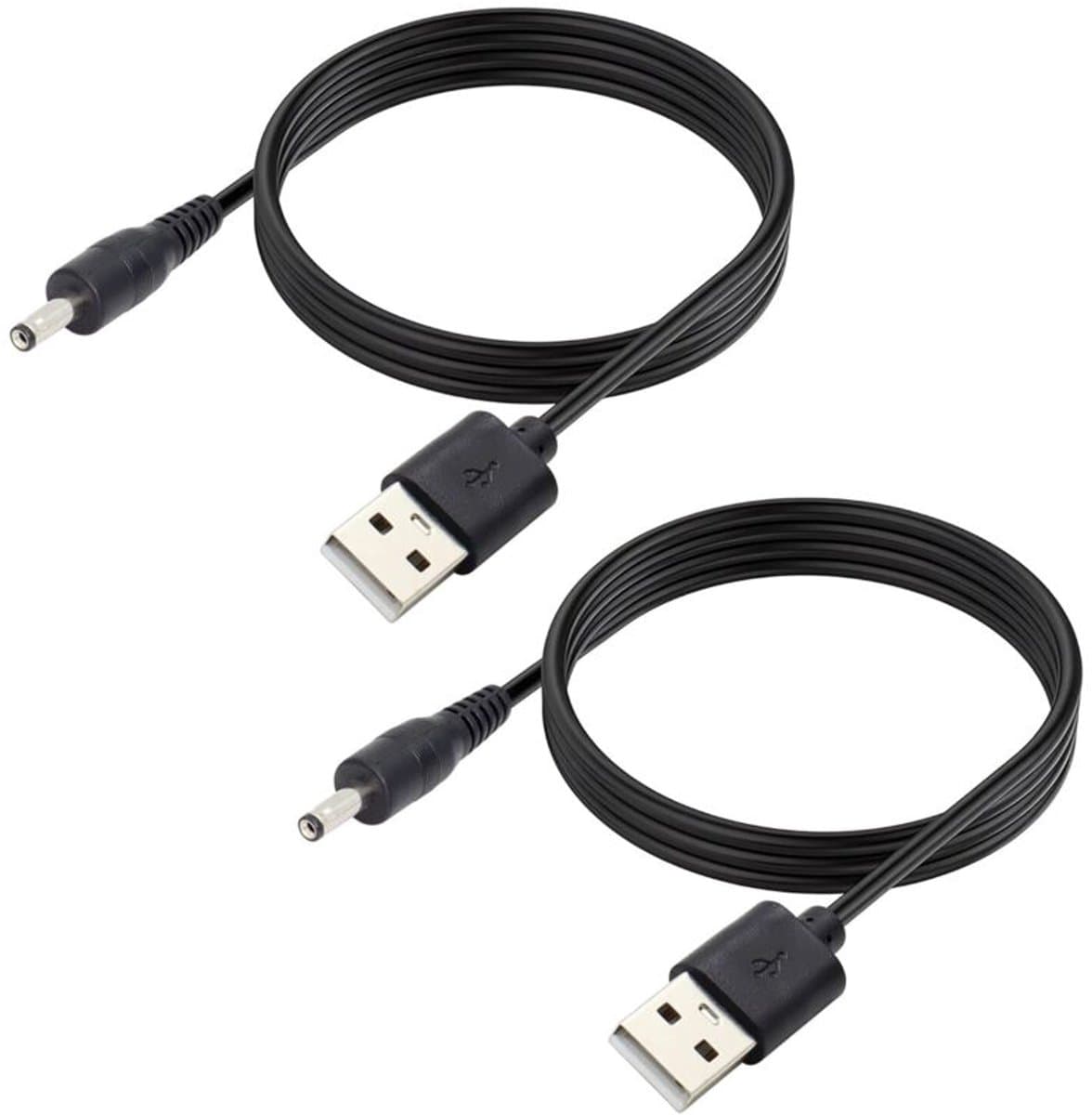 Twee 5V DC-voedingskabels, USB 2.0 mannelijk naar 5,5 mm x 2,1 mm DC-voedingskabels, geschikt voor routers, ledlampen, luidsprekers en andere apparaten, 1 meter lang. — afbeelding 1