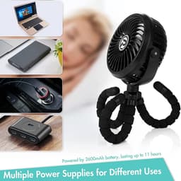 Kraftverdia® kinderwagenventilator, Draagbare oplaadbare ventilator, autostoeltjes clip-on ventilator ultrastil 360° draaibaar persoonlijke USB-bureauventilator voor auto/kinderwagen/fiets/camping/BBQ/gym — thumbnail 5