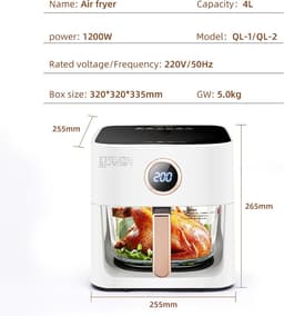 Airfryer Oven - Heteluchtfriteuse - Gezond Koken - Spraakbesturing - 4L Capaciteit - Blauw — thumbnail 5