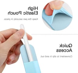 Klevende Pencilhouder voor iPad Pencil 1e en 2e Generatie, Elastische PU Leren Case voor iPad 9e, 8e, Air 4, Pro 11 en 12.9, Mini 6 in Luchtblauw, Ideaal voor Bescherming en Gebruiksgemak — thumbnail 4