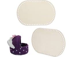 2 Stuks Houten Mand Bodem Ovaal 4.5×7.7 inch - Basis voor Haakwerk, Weven en DIY Tassen Maken met 8mm Gat