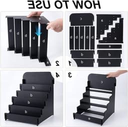 Multifunctionele Houten Kaart Houder met 5 Niveaus voor Verjaardagskaarten, Stickers en Retail Showcase - 30x30x36cm, Zwart — thumbnail 3