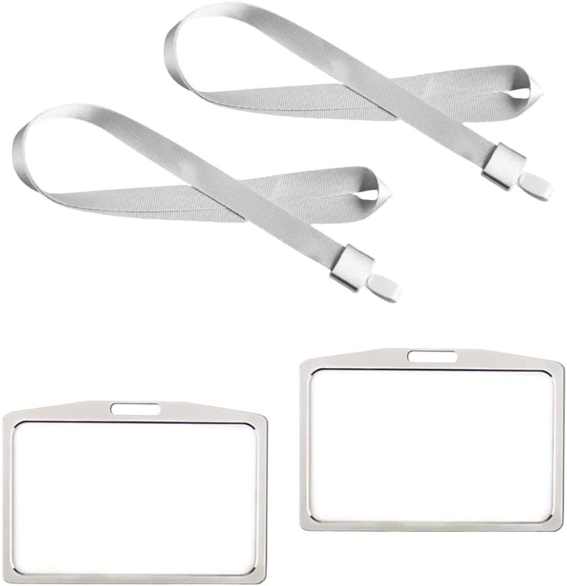 Duurzame Aluminium ID Kaarthouder met Neopreen Halsband en Sleutelhanger - 2 Stuks voor Werk en School, Ideaal voor Identificatie en Toegangspassen — afbeelding 1