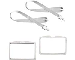 Duurzame Aluminium ID Kaarthouder met Neopreen Halsband en Sleutelhanger - 2 Stuks voor Werk en School, Ideaal voor Identificatie en Toegangspassen