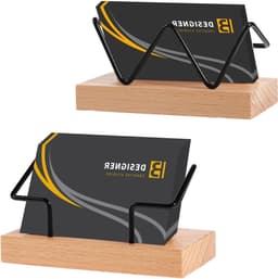 Houten Visitekaartjeshouder voor Bureau - Professionele Display voor Kaarten en Flyers in Kantoor of Thuis — thumbnail 1