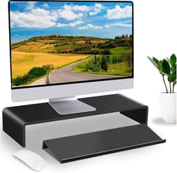 Ergonomische heldere acryl toetsenbordhouder voor comfortabel typen en werken thuis of op kantoor, zwart — thumbnail 3