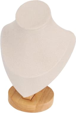 Chain Guard Holder Logboek Flanel PU Leer Standaard Linnen Sieraden Bust Mannequin voor Winkels en Beurzen - Luxe Faux Medium Chain Houder voor Kettingen en Halskettingen in Zwart (Beige) — thumbnail 5