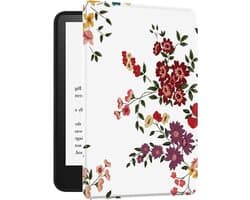 E-reader Hoes - Beschermhoes Kindle - Dagelijks Gebruik - Automatische Slaap/Waakstand - 6 Inch Display - Rode Bloemen