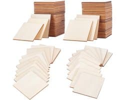 120 Stuks Onbehandelde Houten Vierkanten van 5 cm voor Pyrografie, Schilderen, DIY Projecten en Creatieve Knutselwerkzaamheden