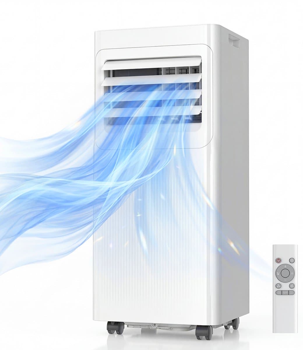 Mobiele Airconditioner - 9000 BTU - 4-in-1 Koelen en Ontvochtigen - Timer en Afstandsbediening - Kunststof - Wit — afbeelding 1