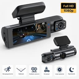 Dashcam Auto 1080P Dual Camera – Voor & Binnen – IR Nachtzicht – Loop Recording – Groothoek – 8,03 cm IPS Scherm – Auto DVR Camera — thumbnail 1