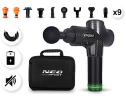 Neo-Sport NS-503 - Massage Gun - Draadloos - 30 Intensiteitsniveaus - 9 Opzetstukken - Zwart