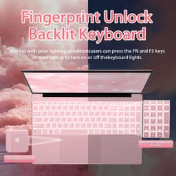 Auusda T152A - 15.6 inch roze laptop - N95 processor, 16GB RAM, 512GB NVMe SSD - Full HD scherm - Backlit toetsenbord - Vingerafdruksensor - WIFI5 — thumbnail 2