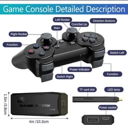 Retro Game Console | Spelconsole | 64 GB | 4K HDMI | 2 Draadloze Controllers 2.4G | Plug & Play TV | Retrogaming Console — thumbnail 2
