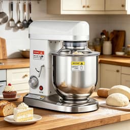 Keukenmixer Standmixer - Bakmachine Deegmixer - Bakken Koken - 3-in-1 Multifunctioneel - 7L Kom - Zilver — thumbnail 1