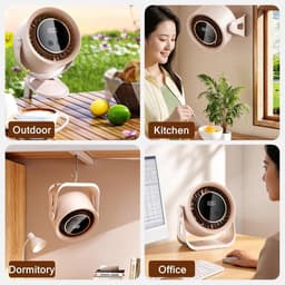 Bureau ventilator - Mini ventilator - USB ventilator - Hangventilator - Traploze snelheidsregeling met 199 standen - 8-uurs timer - LCD-display - Draagbare ventilator voor bureau, thuis op de camping - 14,8 x 7,4 x 15,6 cm - Grijs — thumbnail 4