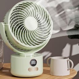 Oplaadbare Campingventilator – Tafelventilator – Met afneembare standaard – Digitaal display – 3 snelheidsstanden – USB-opladen & statiefbevestiging – Voor binnen en buiten – Lichtgewicht & draagbaar – Crèmewit — thumbnail 3