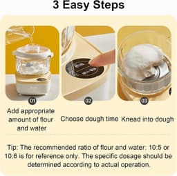 Automatische Kneedmachine - Deegmixer Keukenmachine - Deeg Maken - Krachtige DC Motor - 2 Liter Capaciteit - Wit — thumbnail 5