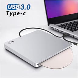 Externe DVD-drive - CD-brander Recorder - Bestanden Archiveren - USB 3.0 Type C - 15x15x2 cm - Zilver — thumbnail 2