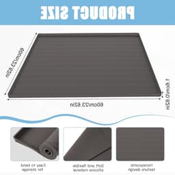 Herbruikbare Siliconen Vloermat 60 x 60 cm met Verhoogde Rand voor Koelkast, Vriezer en Wasmachine - Grijs, Antislip, Vaatwasserbestendig — thumbnail 4