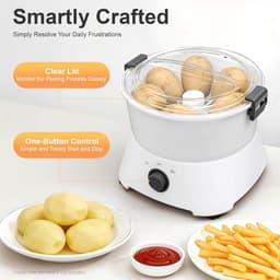 Elektrische Aardappelschilmachine - Automatische Dunschiller - Snel Groenten Schillen - Ruime Capaciteit - 0.8 kg - Wit — thumbnail 4