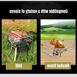Zware RVS Grill Warmhoudrek voor Draagbare Camping Grill met Poten - Ideaal voor Buiten, Hiking en BBQ Feestjes — thumbnail 3