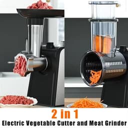 Elektrische Keukenmachine - Keukenapparaat Multifunctioneel - Maaltijden Bereiden - 2-in-1 Rasp Vleesmolen - 600 Watt - Zilver — thumbnail 3