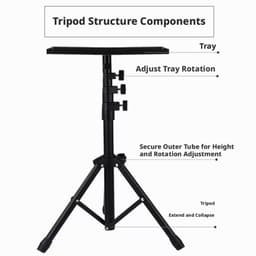 Projector Statief – Universele Laptop & DJ Statief – Standaard -Verstelbaar van 58 tot 160 cm – Opvouwbare Vloerstandaard – Voor Podium, Studio & Thuisgebruik — thumbnail 3