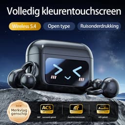 M100 - Open Ear Oortjes - Oortjes Draadloos - Sport Oordopjes - AI vertaalfunctie - 5.4 Bluetooth - Clip On - Hardlopen - 48 uur - Spatwaterdicht - XP67 - Oorclips - Zwart — thumbnail 2