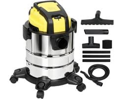 Nat- en Droogzuiger – Rolbaar, 3-Filtersysteem, 20 L Opvangbak – 48 x 48 x 48,5 cm / 18,9 x 18,9 x 19,1 inch – Meerkleurig