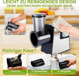 Elektrische Kaasrasp - Keukenmachine Groente Snijder - Snel Ingrediënten Bereiden - 7 RVS Bladen - 30 cm Hoog - Zwart — thumbnail 5