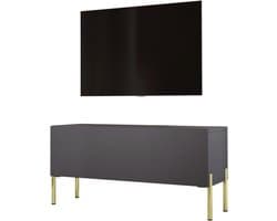 TV-meubel - Mediabureau Dressoir - Opbergen Televisieapparatuur - Moderne Stijl - 100x52x32 cm - Antraciet Gouden Poten