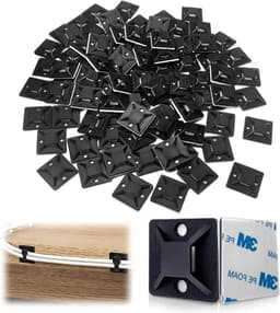 Zelfklevende montagesteun voor kabelbinders, schroefbasis voor kabelbevestiging, houder voor kabelbinders, ideaal voor stroomkabels, compact formaat 18,5 x 18,5 x 6,4 mm — thumbnail 1
