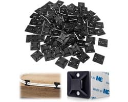 Zelfklevende montagesteun voor kabelbinders, schroefbasis voor kabelbevestiging, houder voor kabelbinders, ideaal voor stroomkabels, compact formaat 18,5 x 18,5 x 6,4 mm